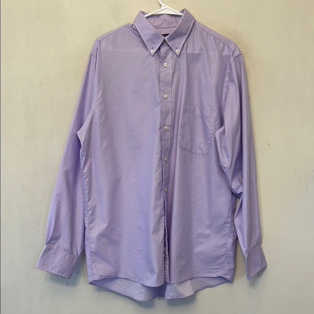 Chaps Men's Purple Button-Down Wrinkle free Regular fit Shirt Size L EUC